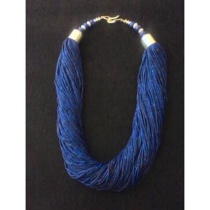 アフガニスタン(ラピスビーズ)/山口理氏(ネックレス金具) 制作 ラピスビーズ110連ネックレス(銀) - 110-strands lapis-lazuli beads necklace(silver)