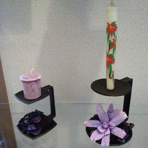 織田幸銅器 制作 香受皿付き燭台 - candlestand with an attached incense tray