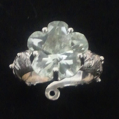 スリランカ(フラワーカッティング)/山口理氏(リング) 制作 ラウンドペダルフラワーカットグリーンアメシストフリーサイズリング(銀) - round petal flower cut green-amethyst free-size ring(silver)