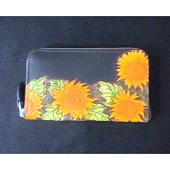 中野直幸氏 制作 革彫刻財布「向日葵」 leather carving purse sunflower