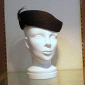 徳田和久氏(帽子) 制作 ブレードベレー黒(ハットピン付) - braid beret with a hatpin black