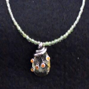 インディアンクラフト 制作 シトリンカスケードレモンクォーツブリオレット ペリドットネックレス(銀) - peridot necklace with a citrine-cadcaded-lemon-quartz-briolette(silver)
