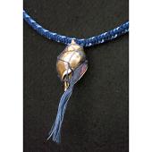 中山英俊氏(根付)/武田晃氏(組紐) 制作 オパール蓋バイ貝根付組紐ネックレス(銀、絹) - opal operculum whelk netsuke braid-work necklace(silver,silk)