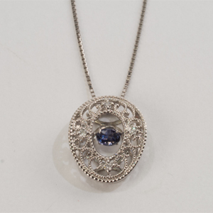 株式会社クロスフォー 制作 ベニトアイトダンシングストーンペンダント(メレダイヤx4、プラチナ) - benitoite dancing-stone pendant(4 melee diamonds、platinum)