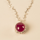 山口理氏 制作 ルビー西洋木蔦唐草ネックレス(銀) - ruby ivy-arabesque necklace(silver)