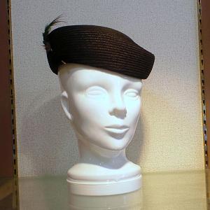 徳田和久氏(帽子) 制作 ブレードベレー黒(ハットピン付) - braid beret with a hatpin/black