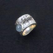 山口理氏 制作 アクアマリンキャッツアイ蠅リング(銀) -　fly ring(silver) with an aquamarine-cat'sey