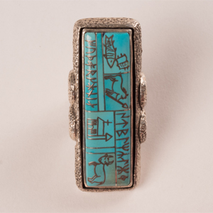 ルーンカレンダープラチナ蒔絵スクエアモザイクターコイズリング(銀) - rune-calendar platinum-Makie square-mosaic-turquoise ring(silver)