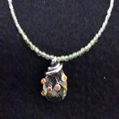 インディアンクラフト 制作 シトリンカスケードレモンクォーツブリオレット ペリドットネックレス/銀 - peridot necklace with a citrine-cadcaded-lemon-quartz-briolette(silver)
