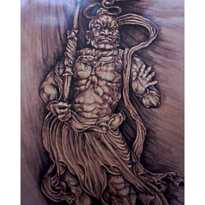 革彫刻画「金剛力士」 - leather carving picture kongourikishi